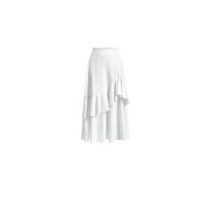 Satin VINTAGE  long white Ruffle skirt Size 14W COTTAGECORE Hippie Boho